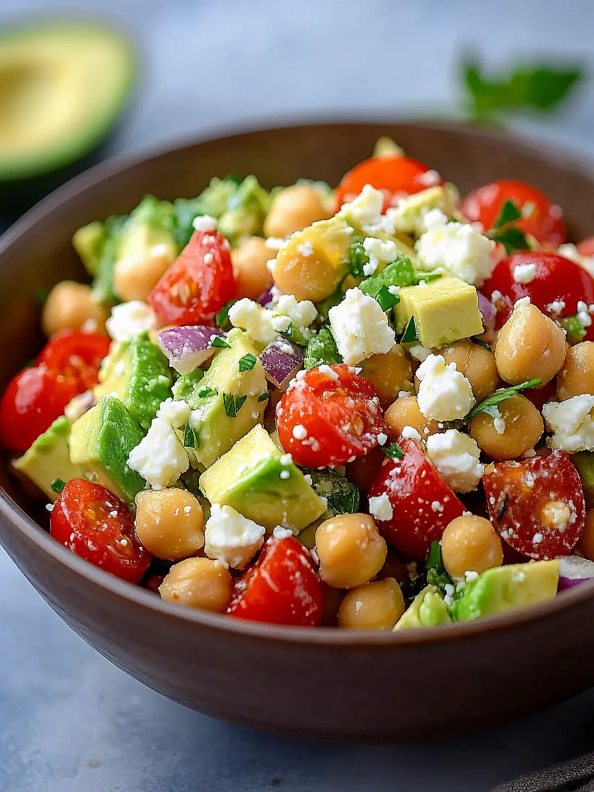 Healthy Chickpea Feta Avocado Salad