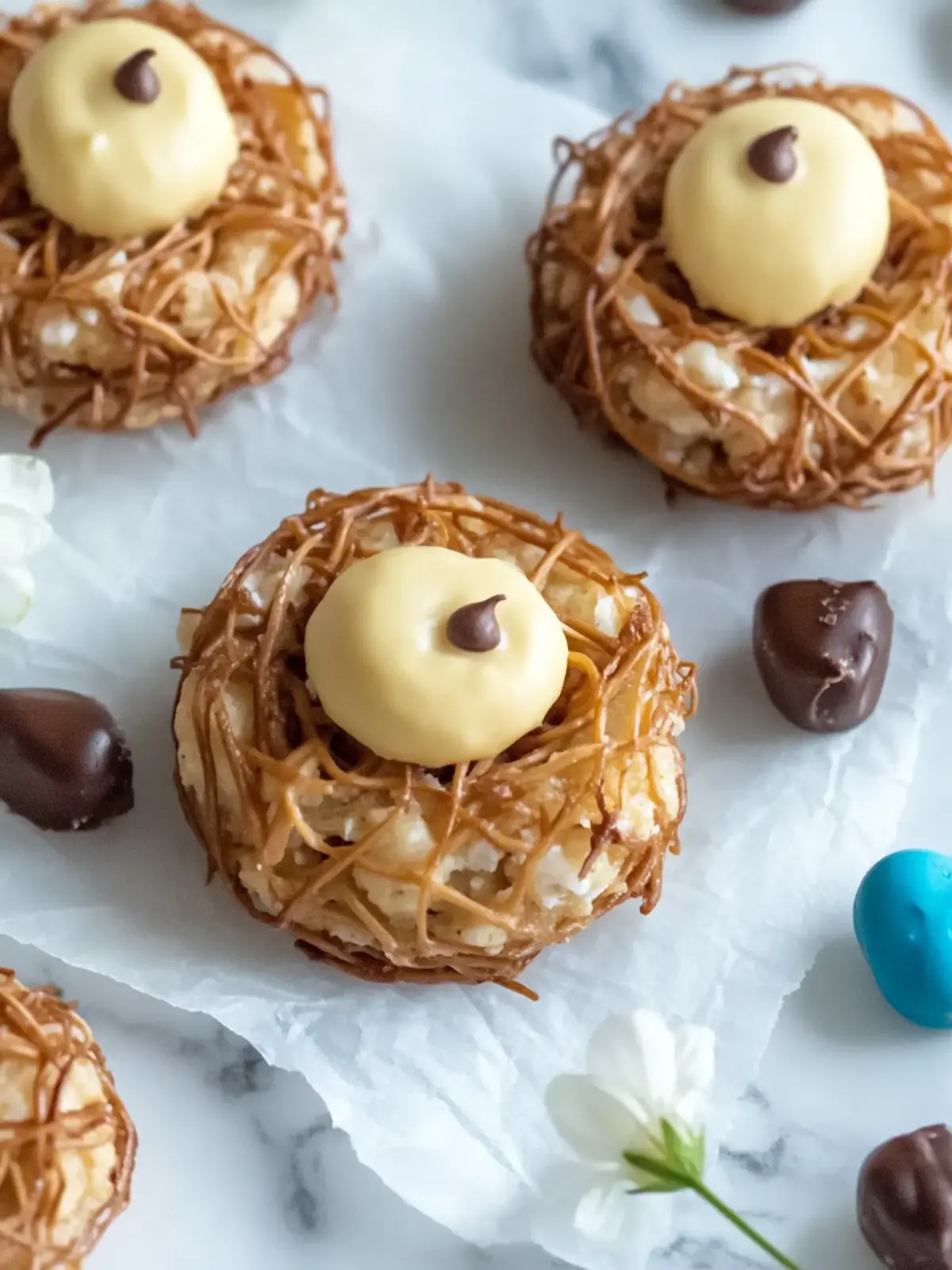 No-Bake Birds Nest Cookies (Scotcheroo Base!)