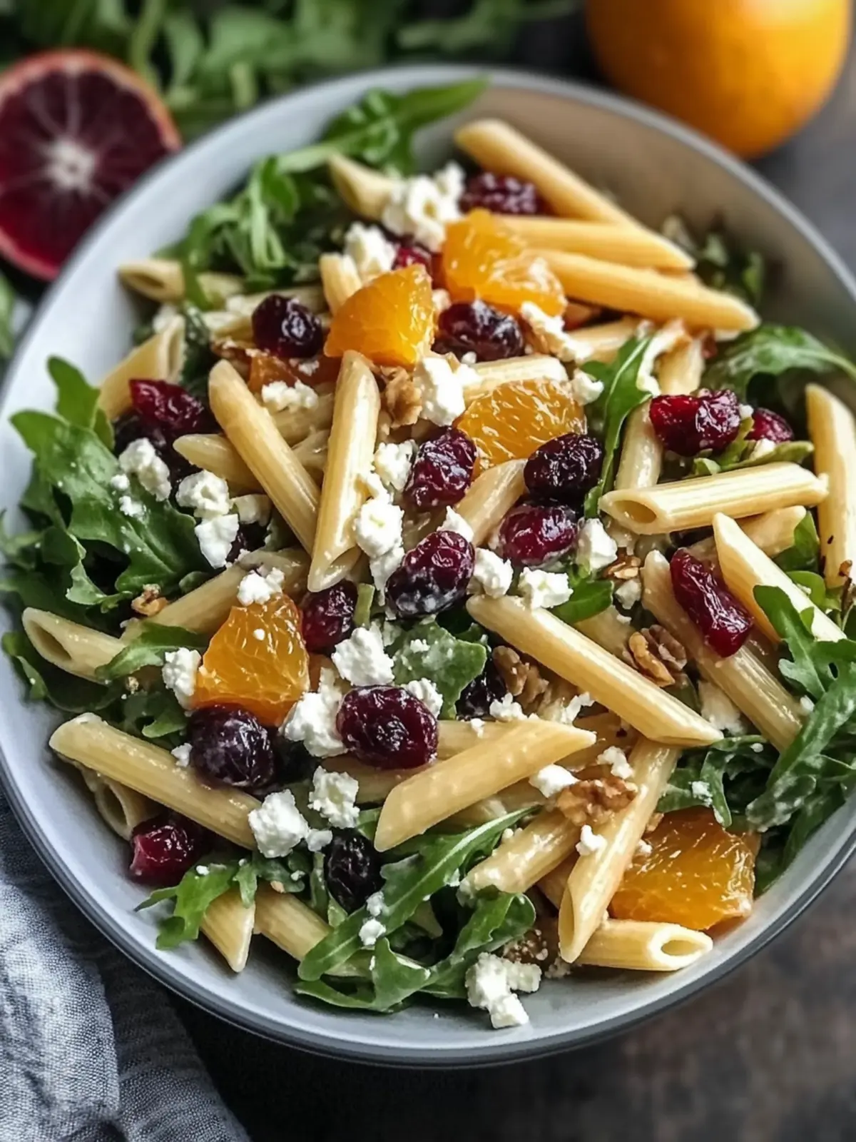 Delicious Healthy Feta and Cranberry Penne Salad with Orange Vinaigrette 3 Healthy Feta and Cranberry Penne Salad with Orange Vinaigrette