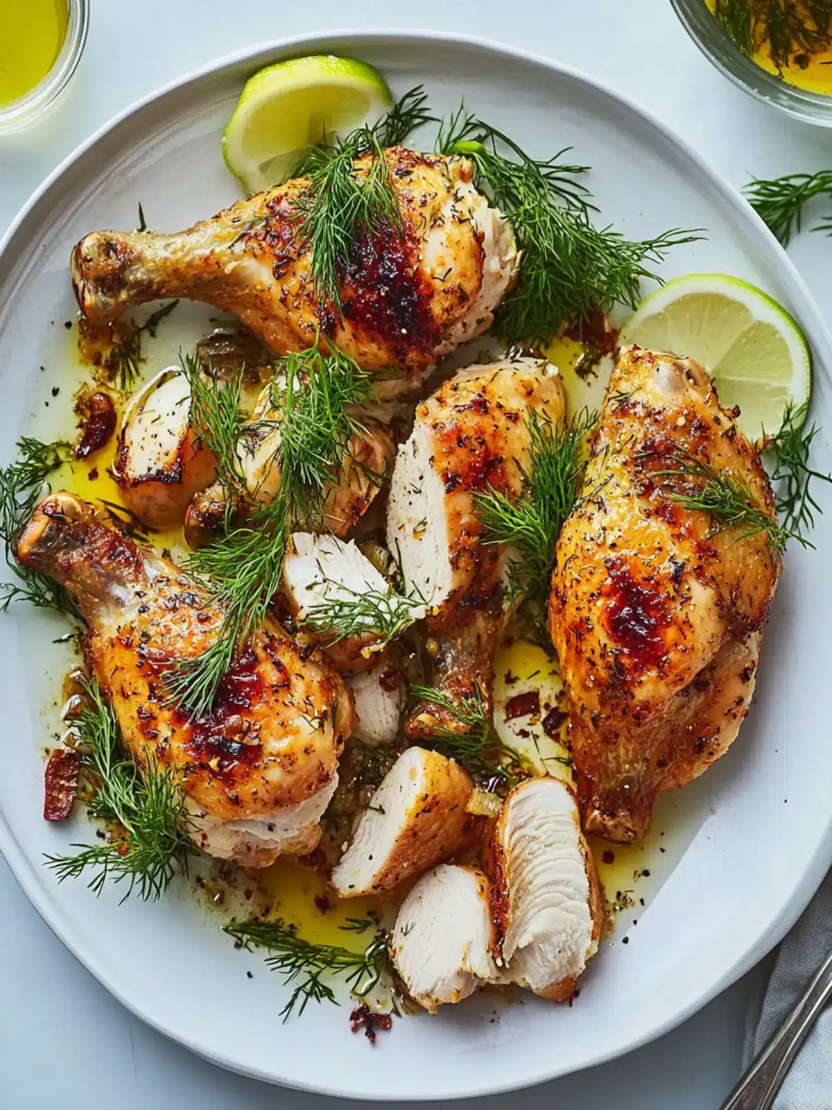 Crispy Skin Chicken With Dill and Garlic Sauce