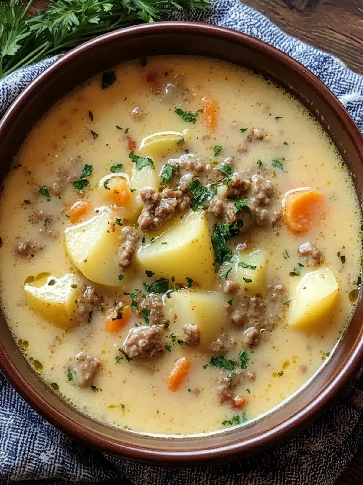 Crockpot Creamy Potato & Hamburger Soup