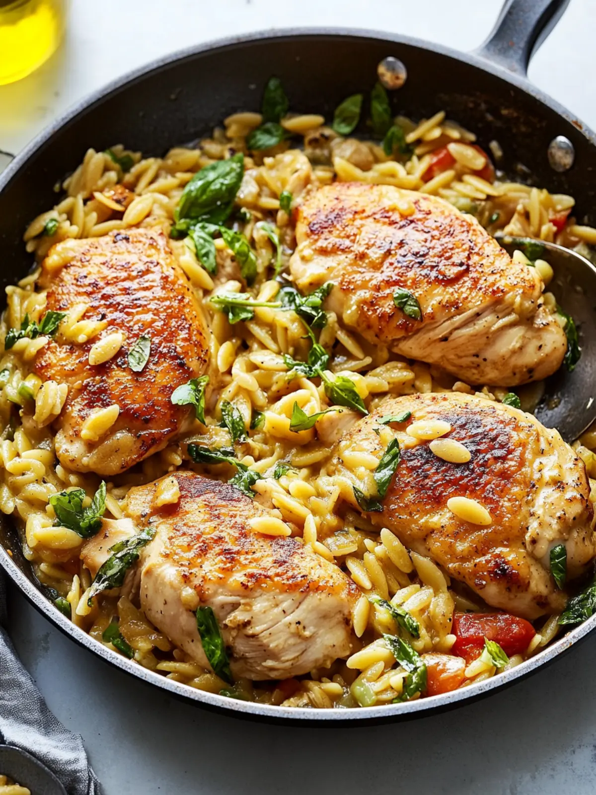 One-Skillet Chicken With Buttery Orzo