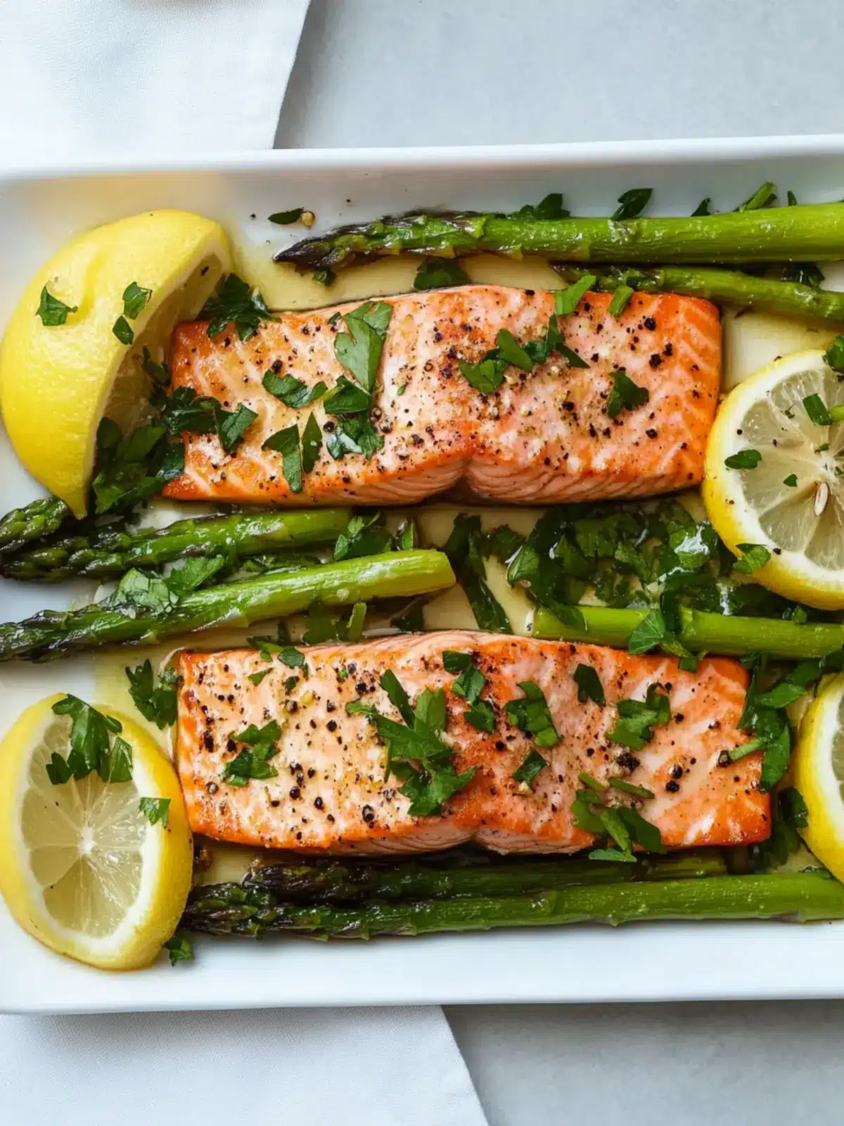 Roasted Salmon With Asparagus, Lemon and Brown Butter