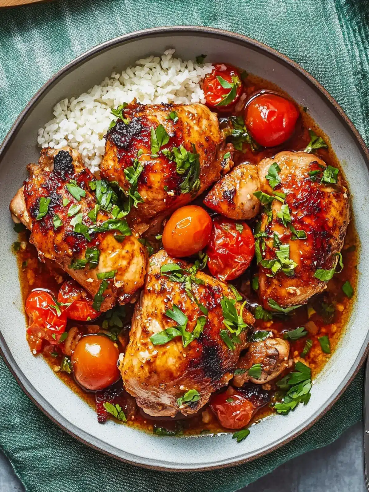 One-Pan Braised Chicken with Soy Sauce and Tomatoes