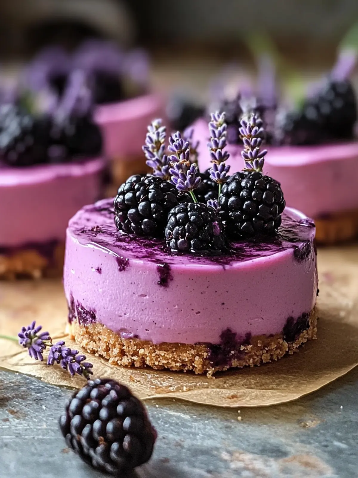 Luscious Blackberry Lavender Cheesecake