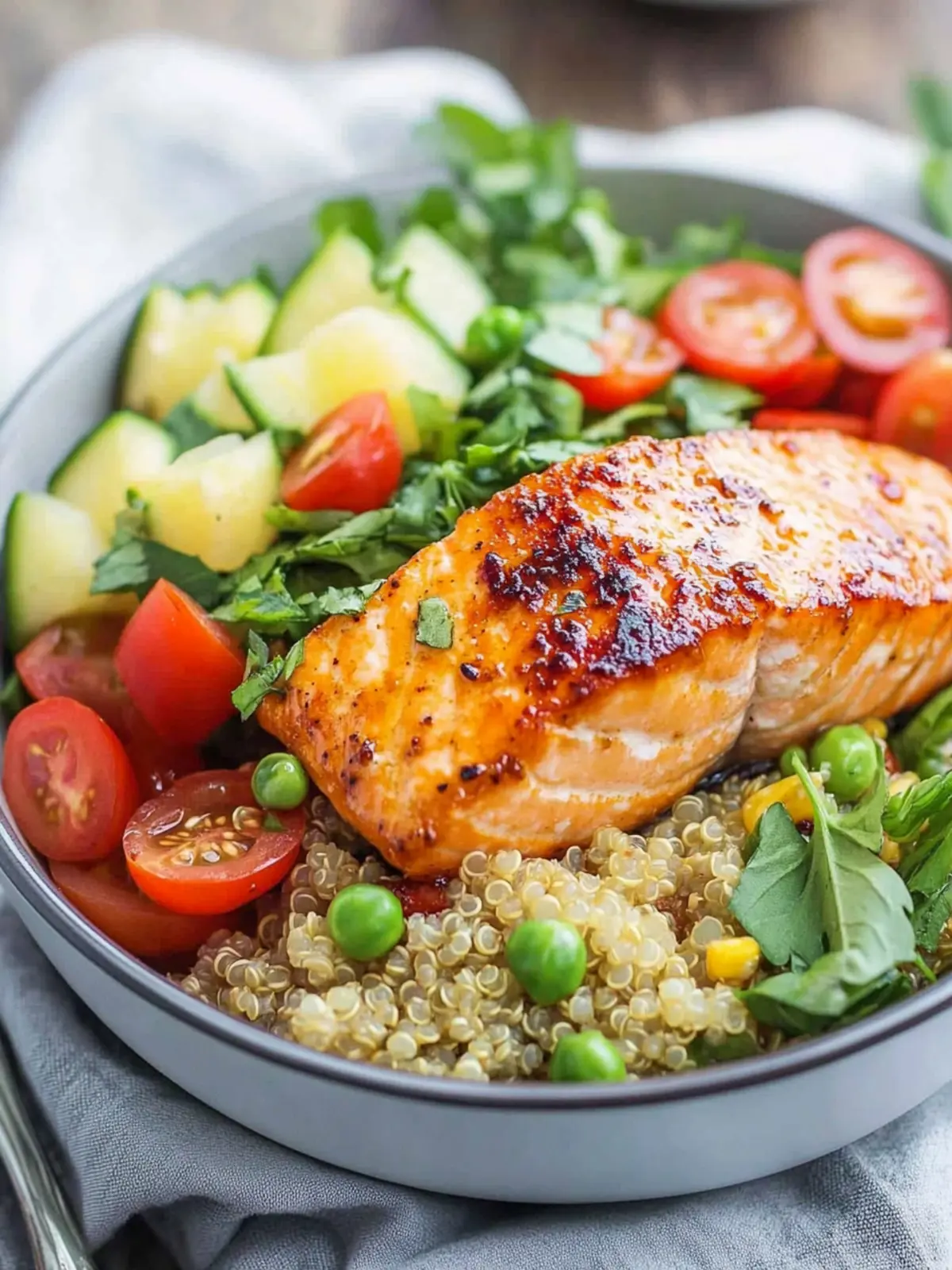 Honey Garlic Salmon Quinoa Bowl