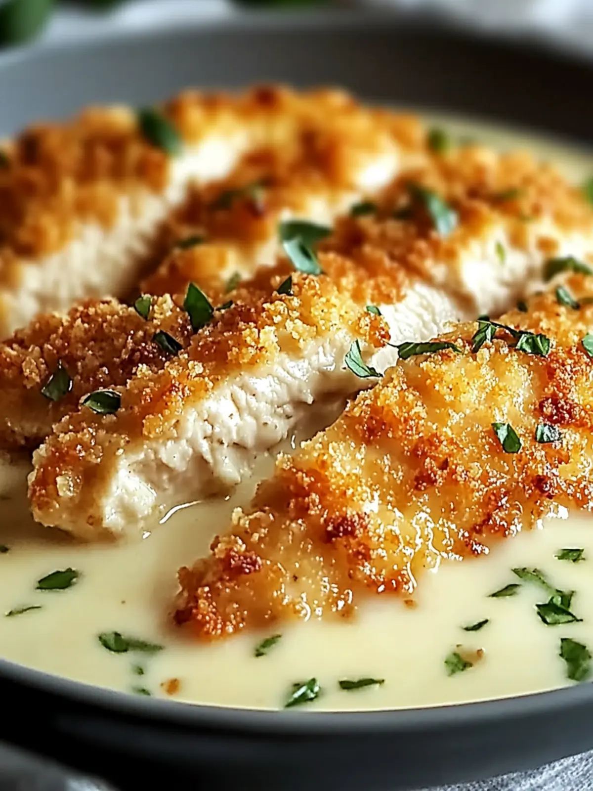 Parmesan Crusted Chicken with Alfredo