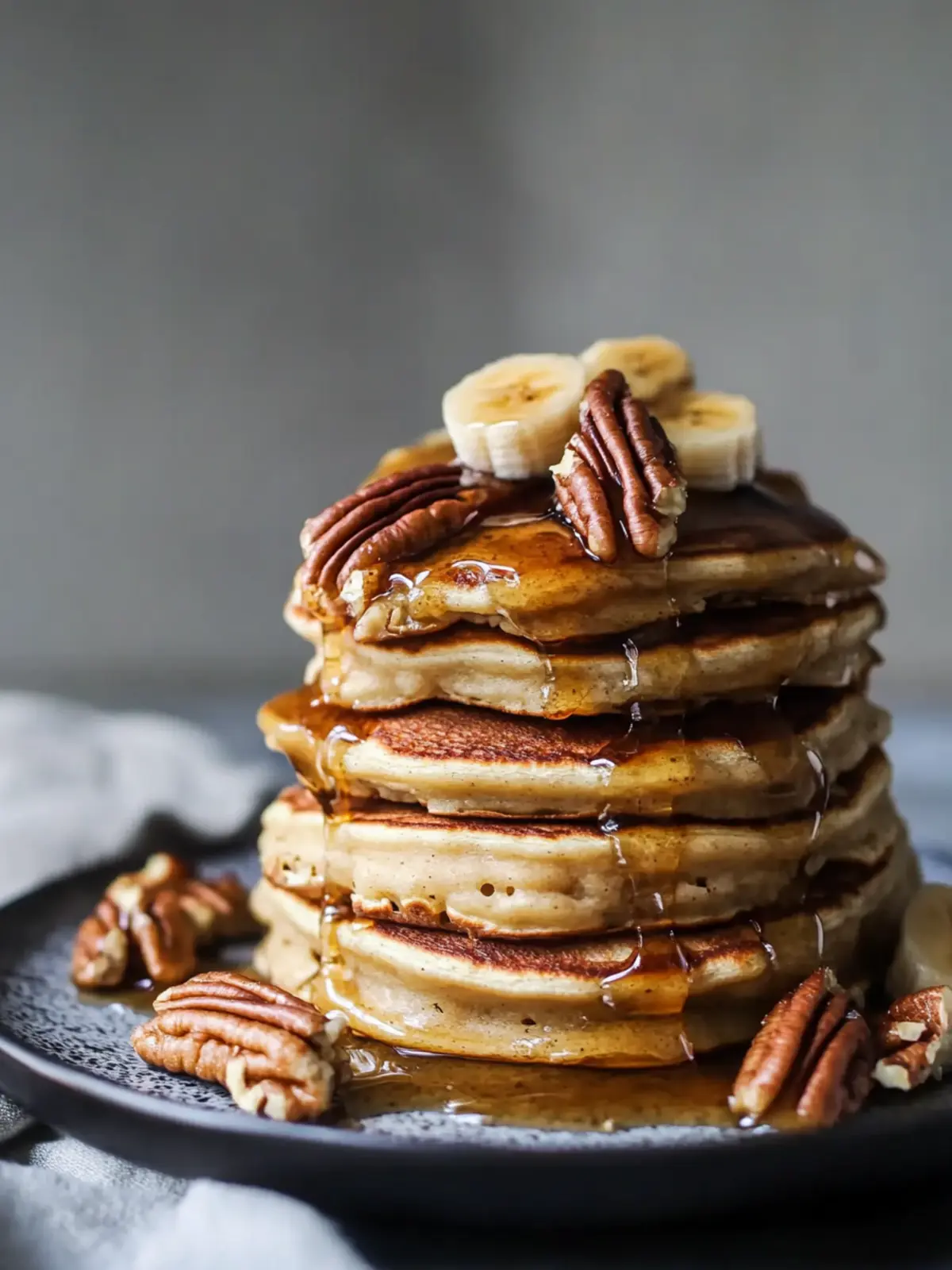 Banana Pancakes with Caramelized Bananas and Toasted Pecans