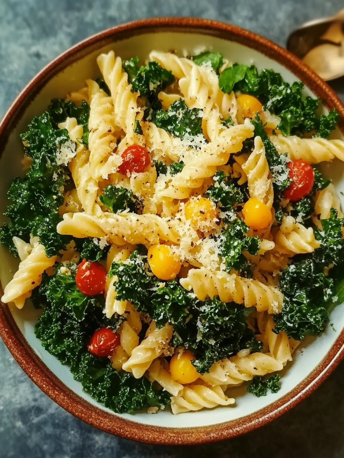 Kale Caesar Pasta Salad