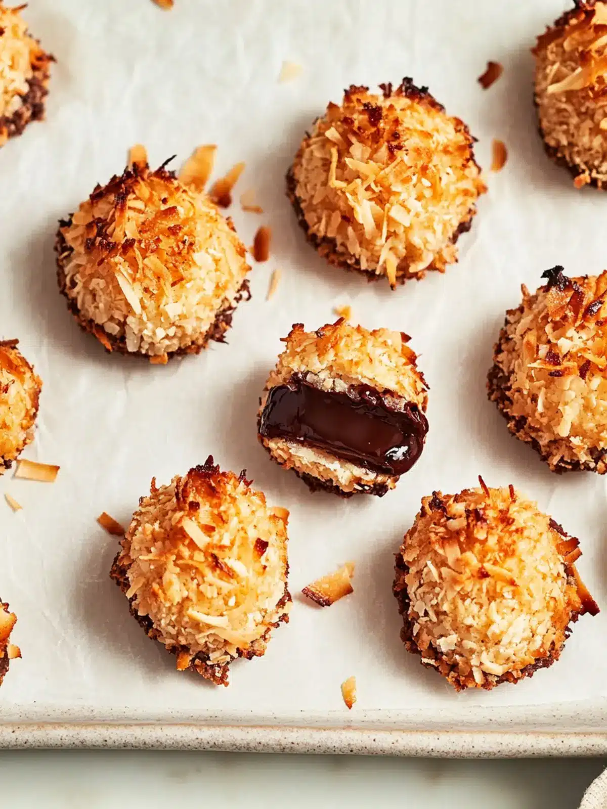 Chocolate-Filled Toasted Coconut Macaroons