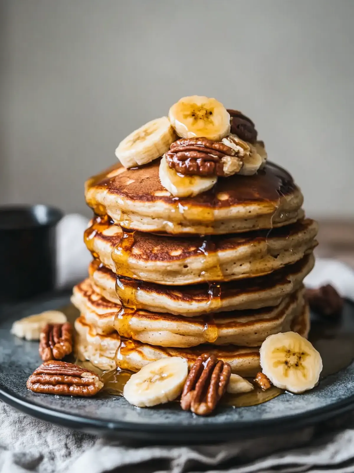 Banana Pancakes with Caramelized Bananas and Toasted Pecans
