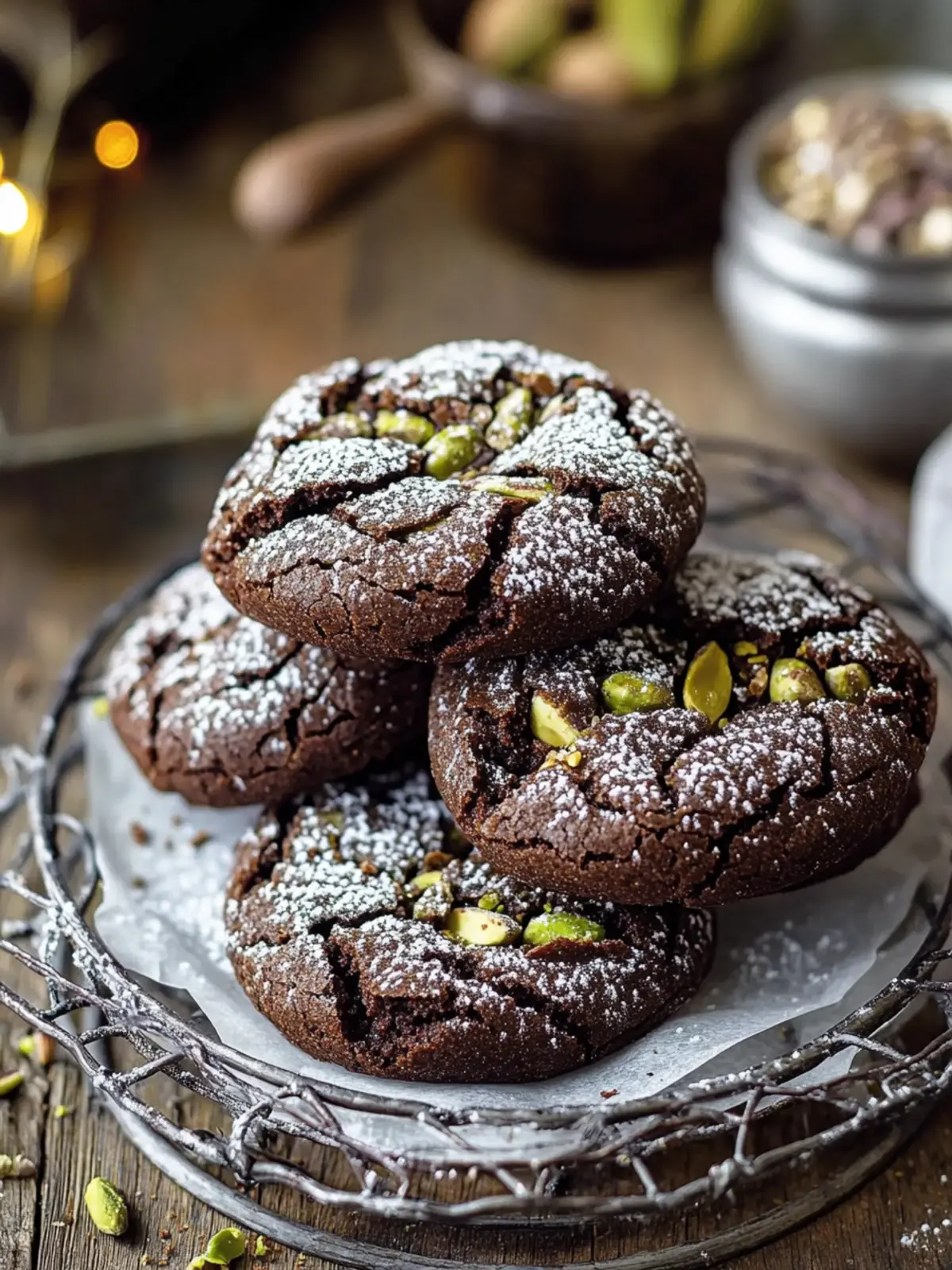 Pistachio Halva Brownie Crinkle Cookies