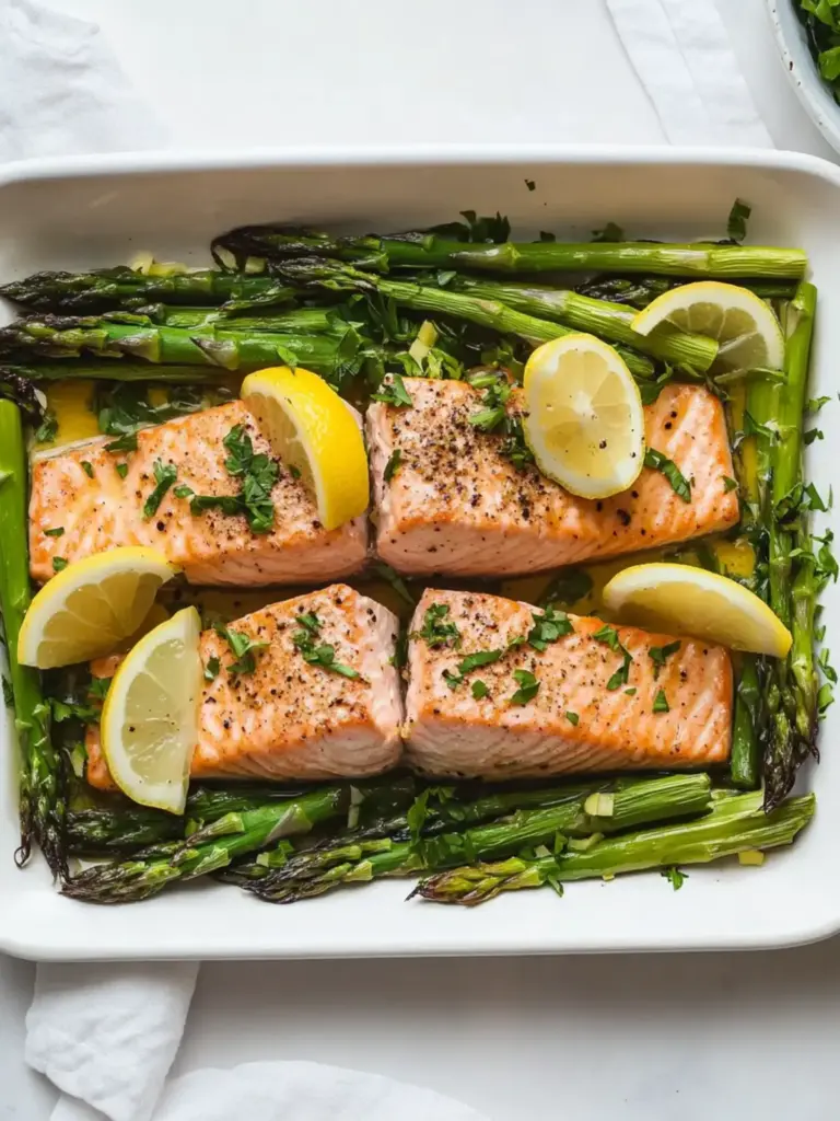 Roasted Salmon With Asparagus, Lemon and Brown Butter