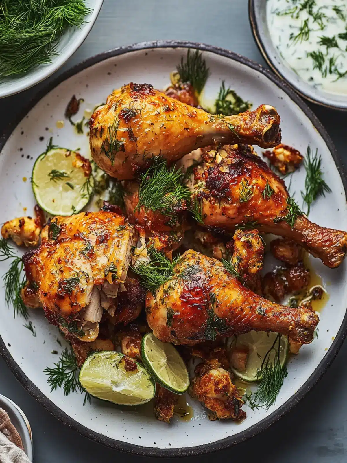 Crispy Skin Chicken With Dill and Garlic Sauce