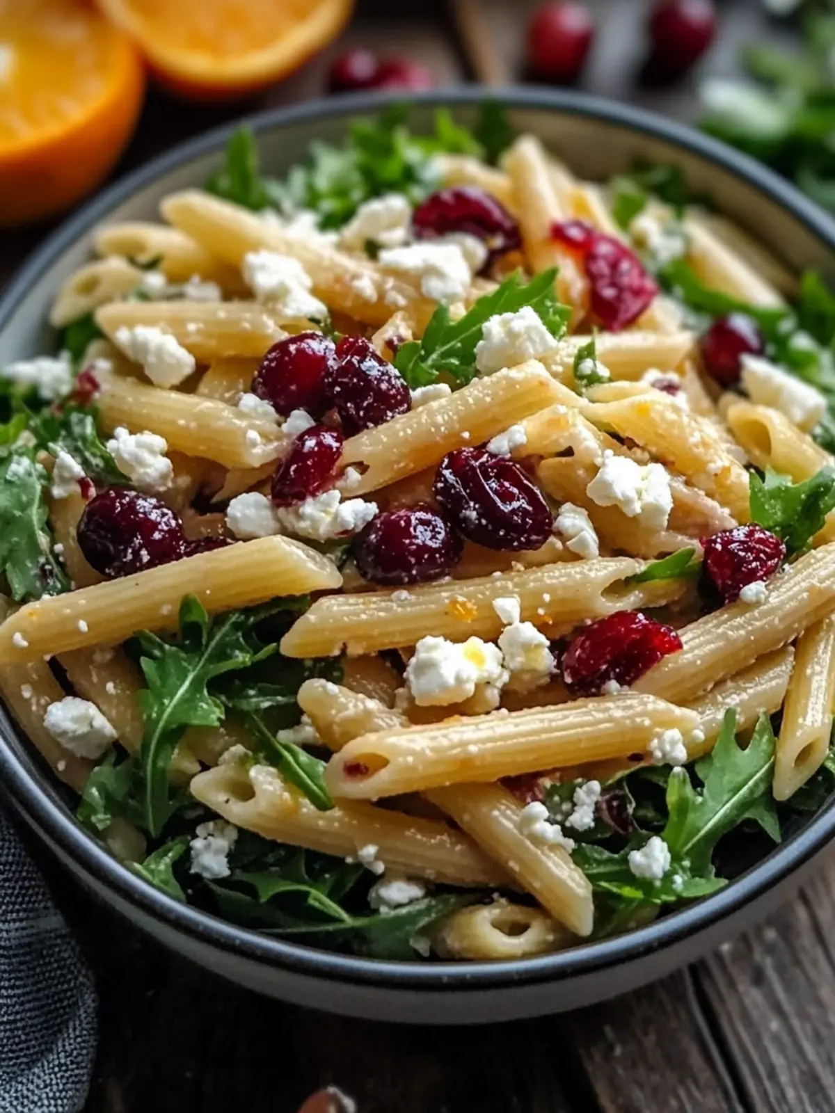 Delicious Healthy Feta and Cranberry Penne Salad with Orange Vinaigrette 2 Healthy Feta and Cranberry Penne Salad with Orange Vinaigrette