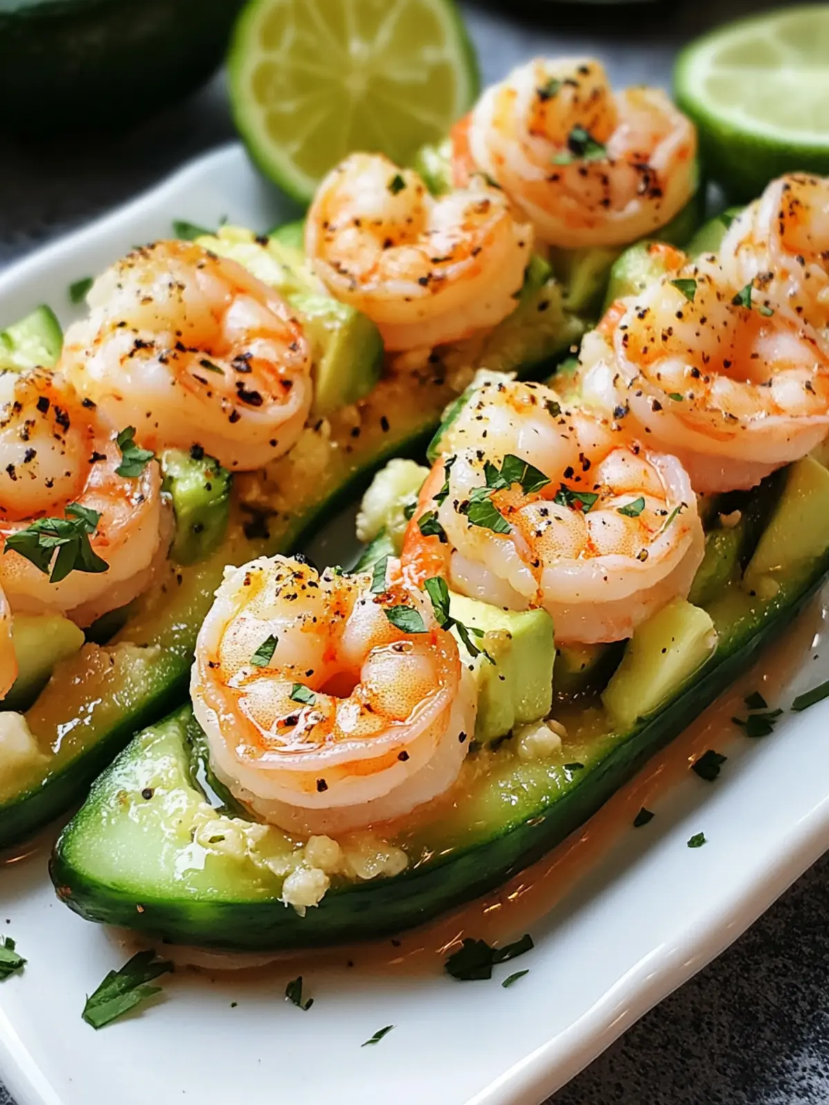 Shrimp Avocado Cucumber Boats
