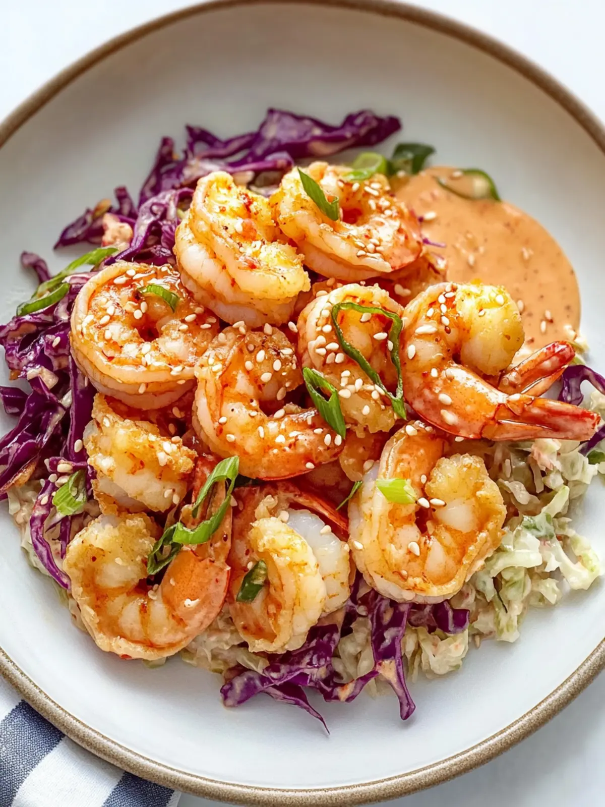 Crispy Pan-Fried Shrimp With Cabbage Slaw and Gochujang Mayo