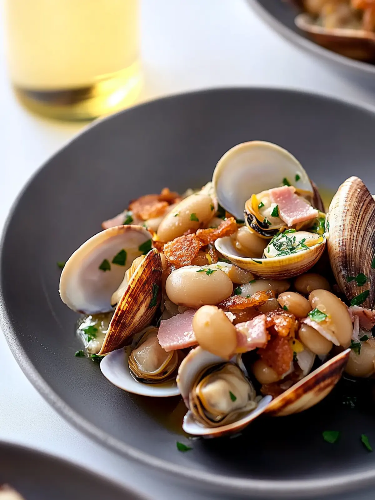 Clams With Crispy Ham and Butter Beans