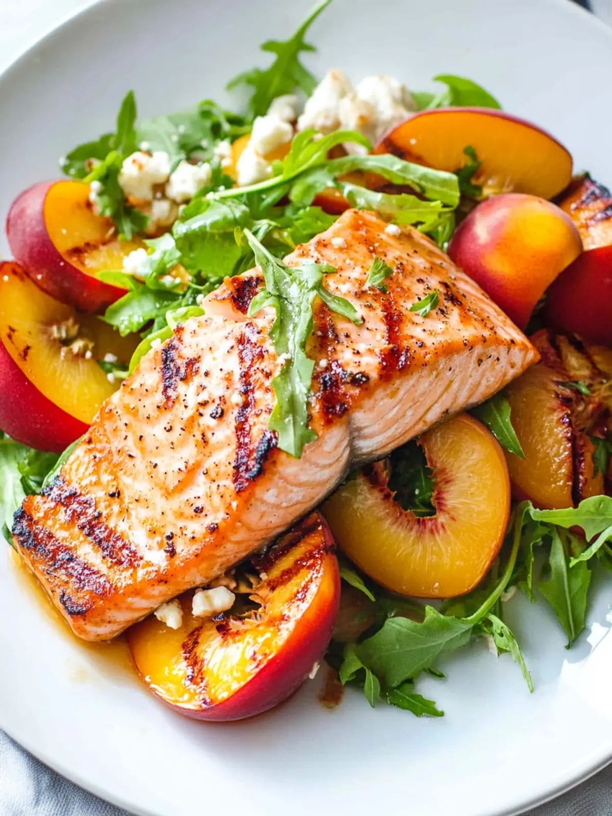 Grilled Salmon with Nectarines and Goat Cheese