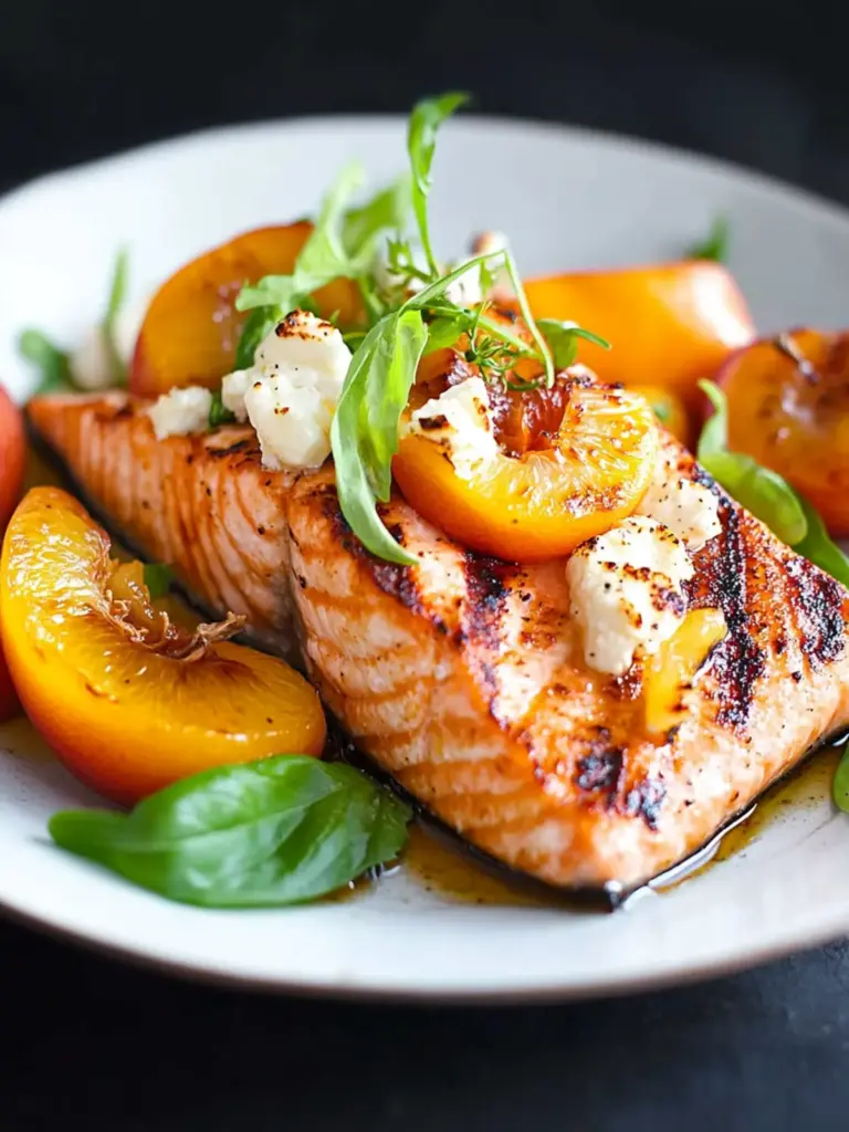 Grilled Salmon with Nectarines and Goat Cheese
