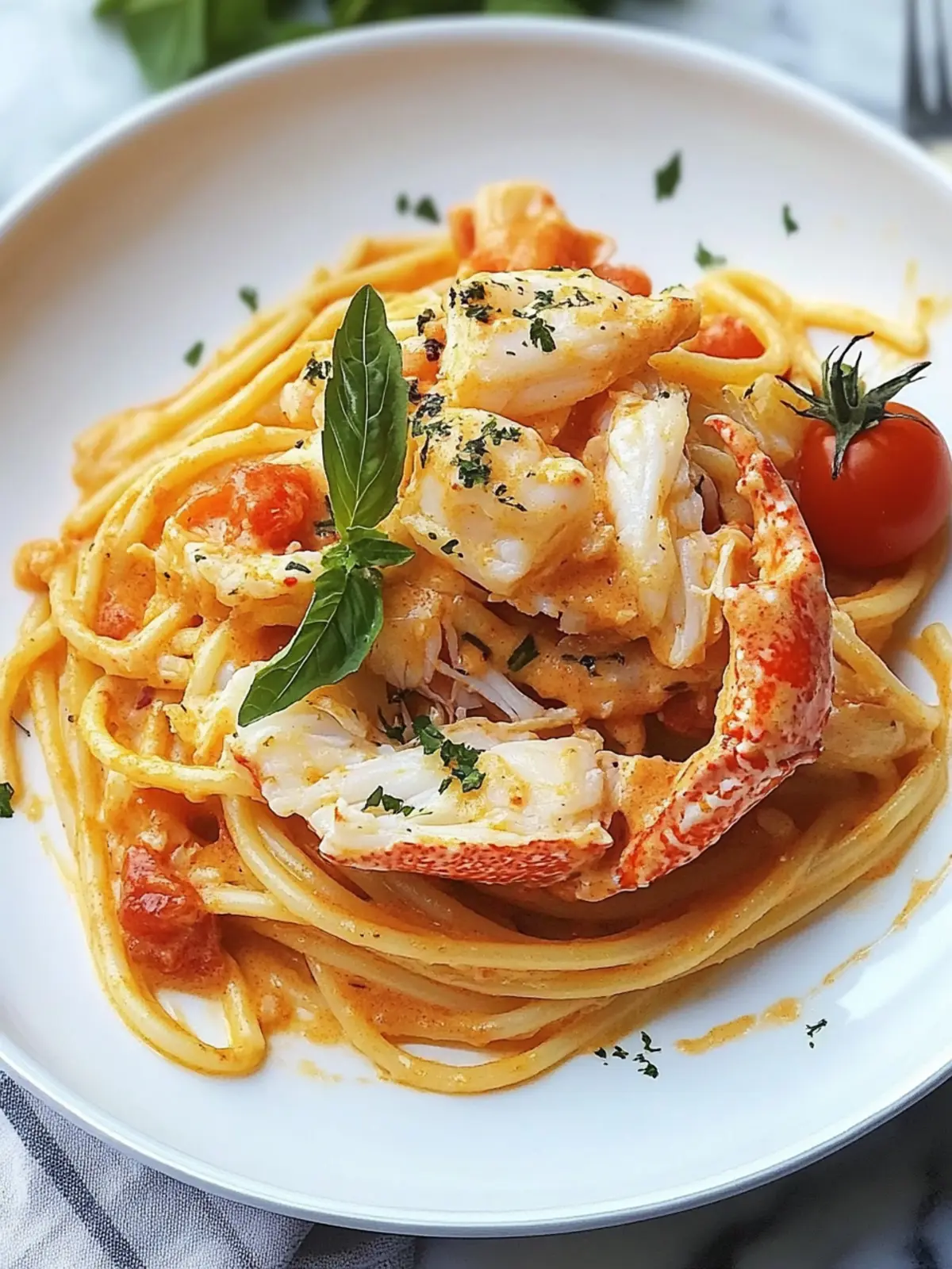 King Crab Pasta With Tomato and Ouzo Sauce