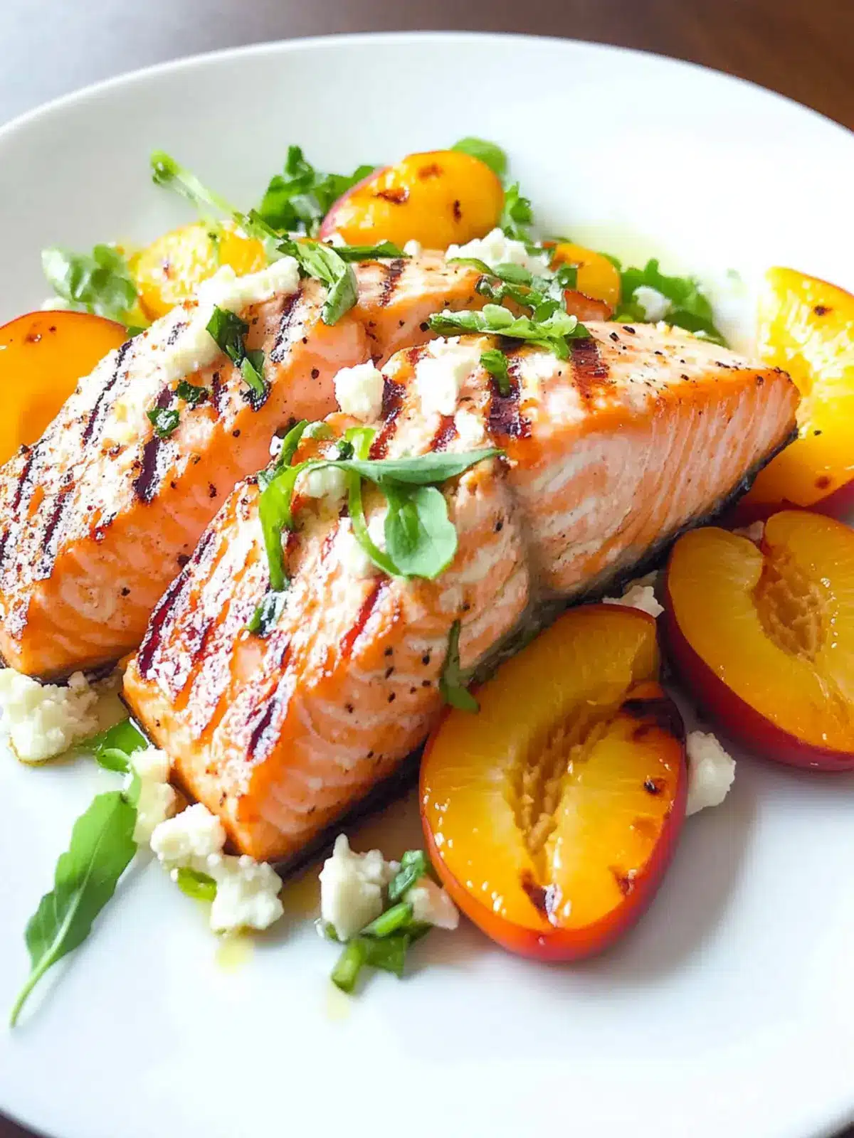 Grilled Salmon with Nectarines and Goat Cheese