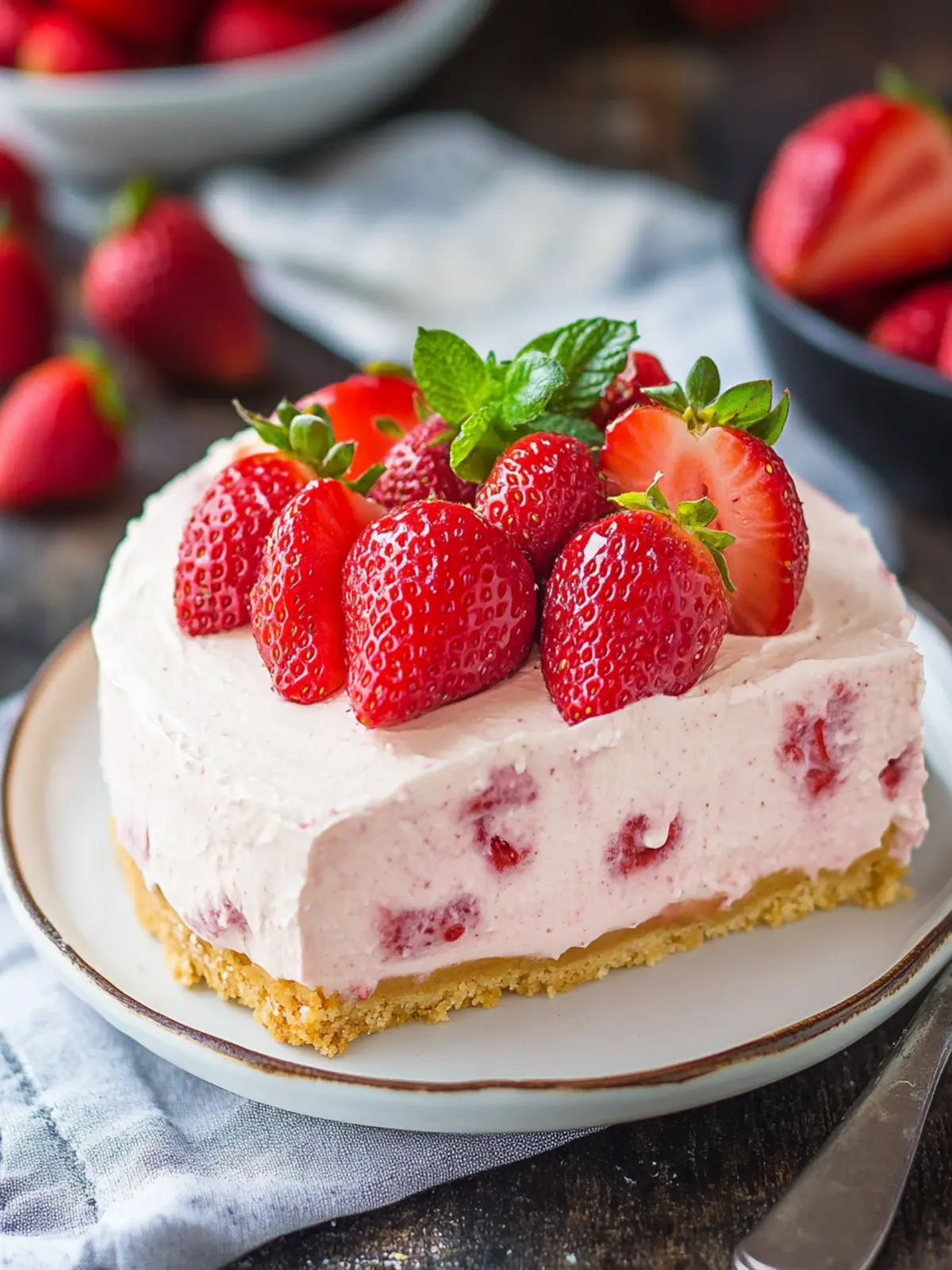 No Bake Strawberry Cheesecake