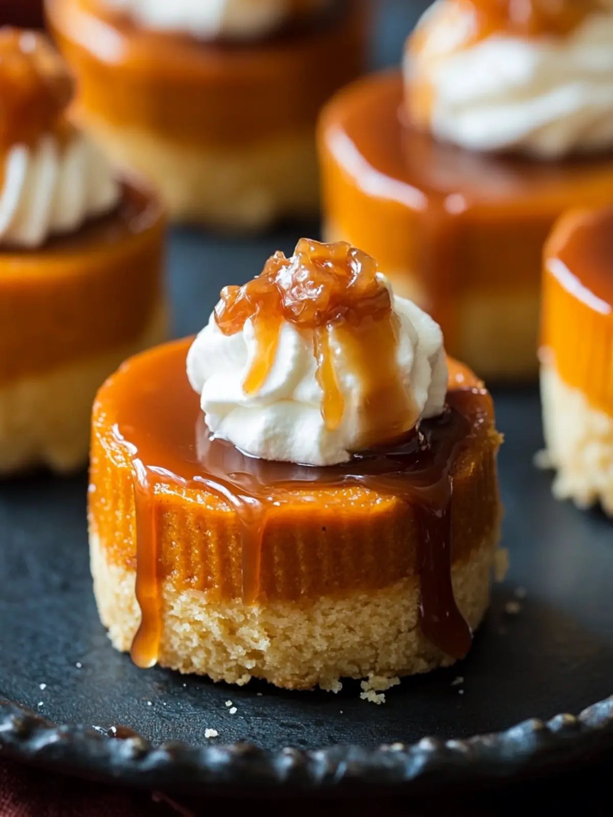 Mini Pumpkin Cheesecakes with Salted Caramel Sauce
