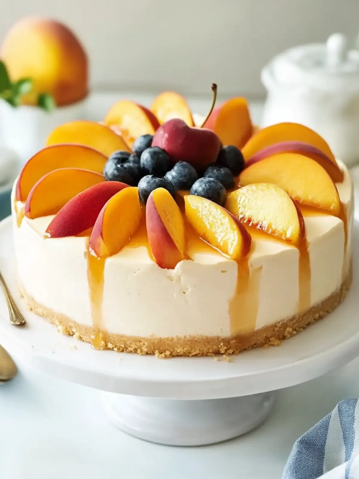 No-Bake Peach Cheesecake: A Sweet Surprise for Mother’s Day 3 No-Bake Peach Cheesecake- Mother’s Day cake recipes