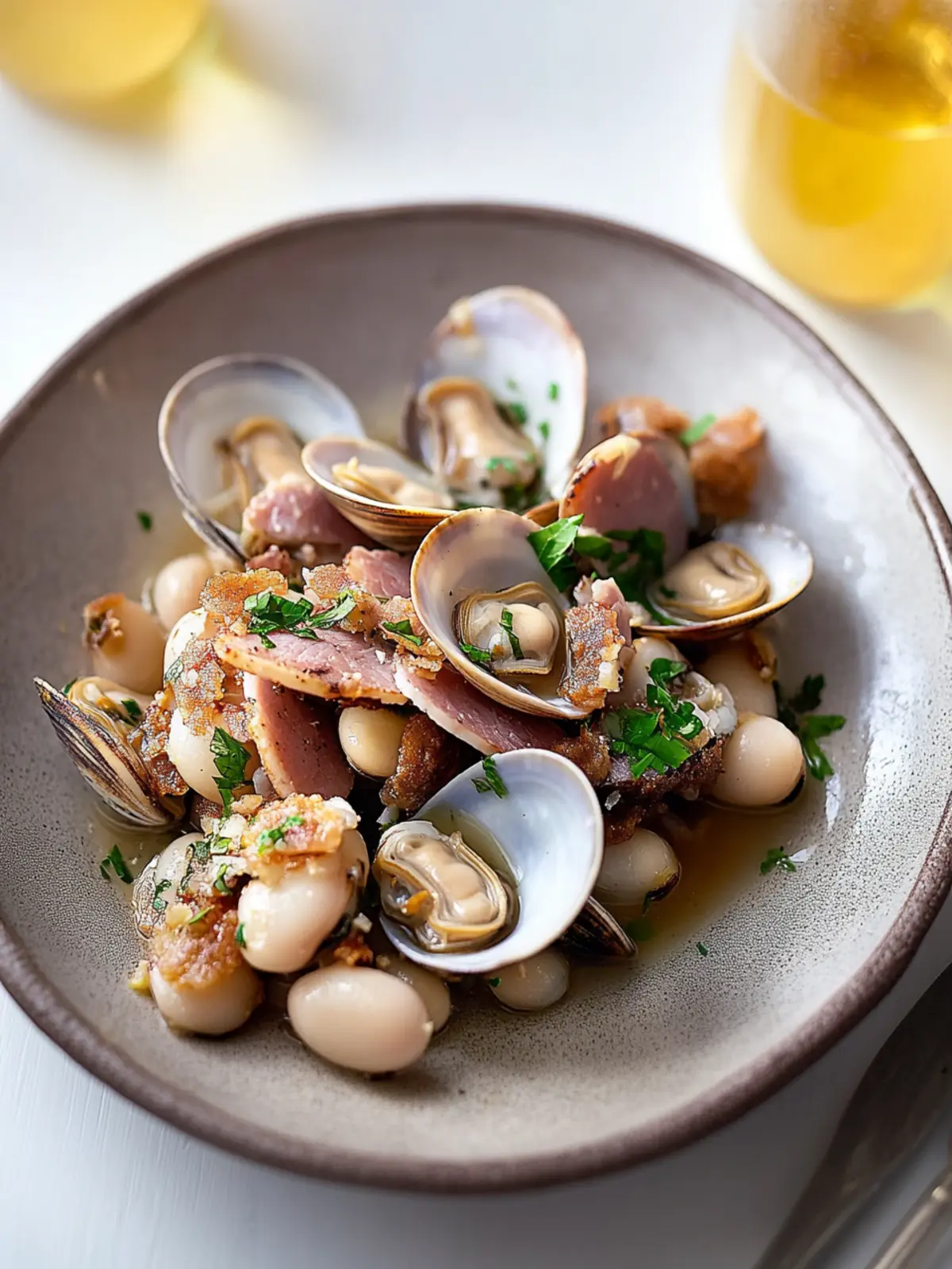 Clams With Crispy Ham and Butter Beans