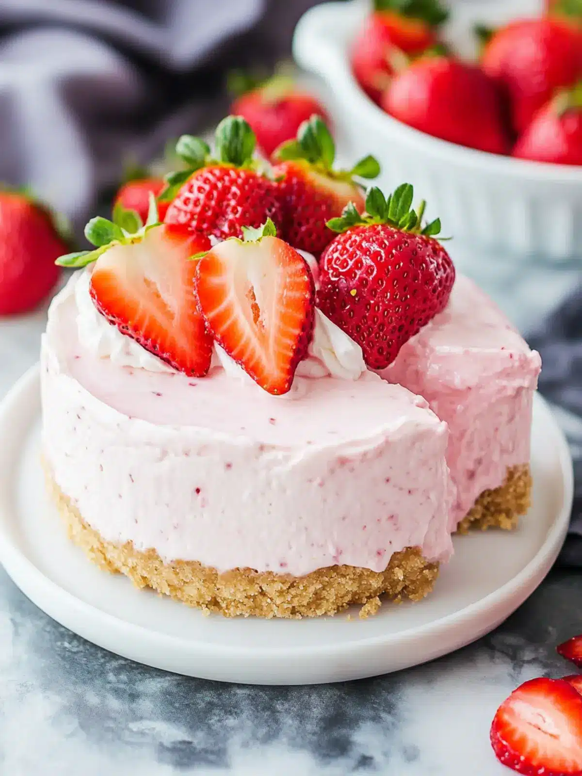 No Bake Strawberry Cheesecake