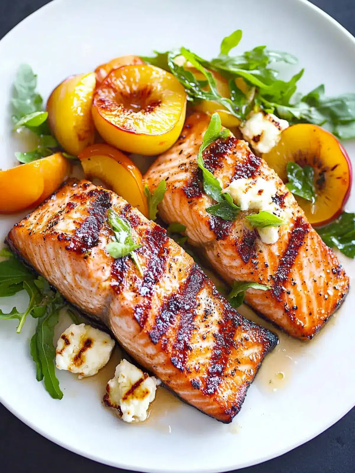 Grilled Salmon with Nectarines and Goat Cheese