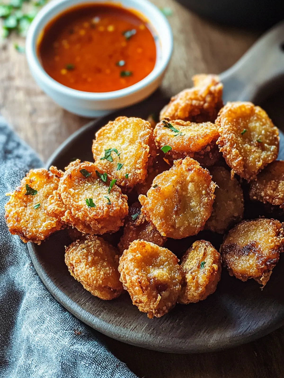 Fried King Oyster Mushroom Bites
