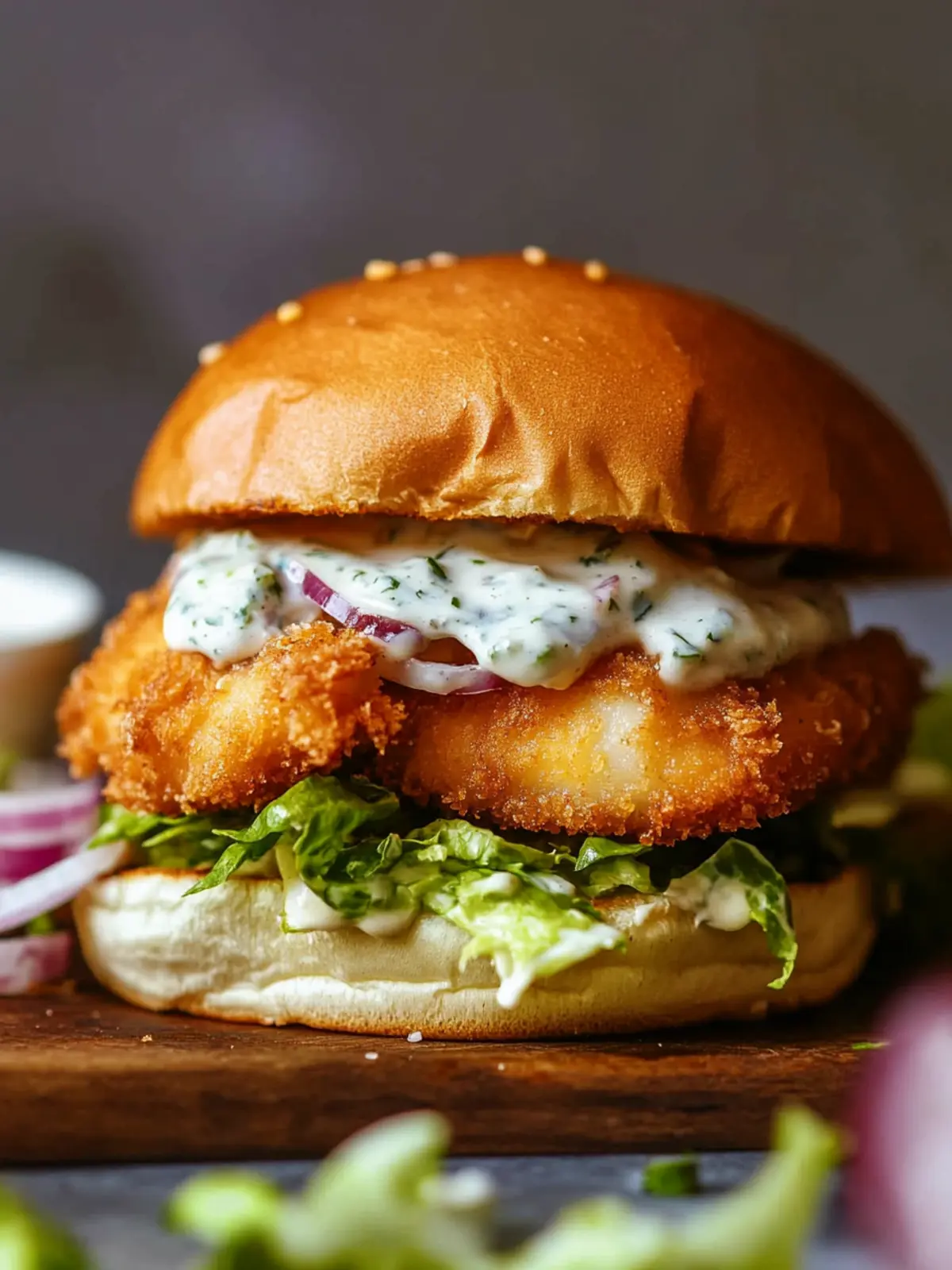 Cod Sandwich with Homemade Tartar Sauce