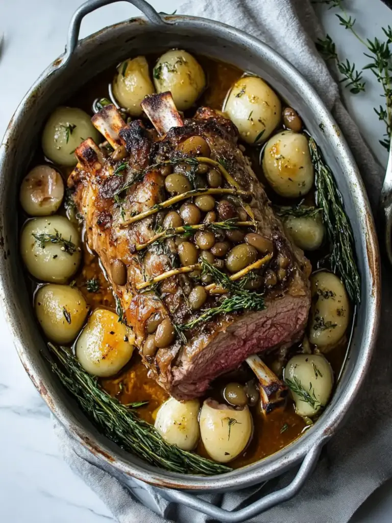 Leg of Lamb With Savory Beans