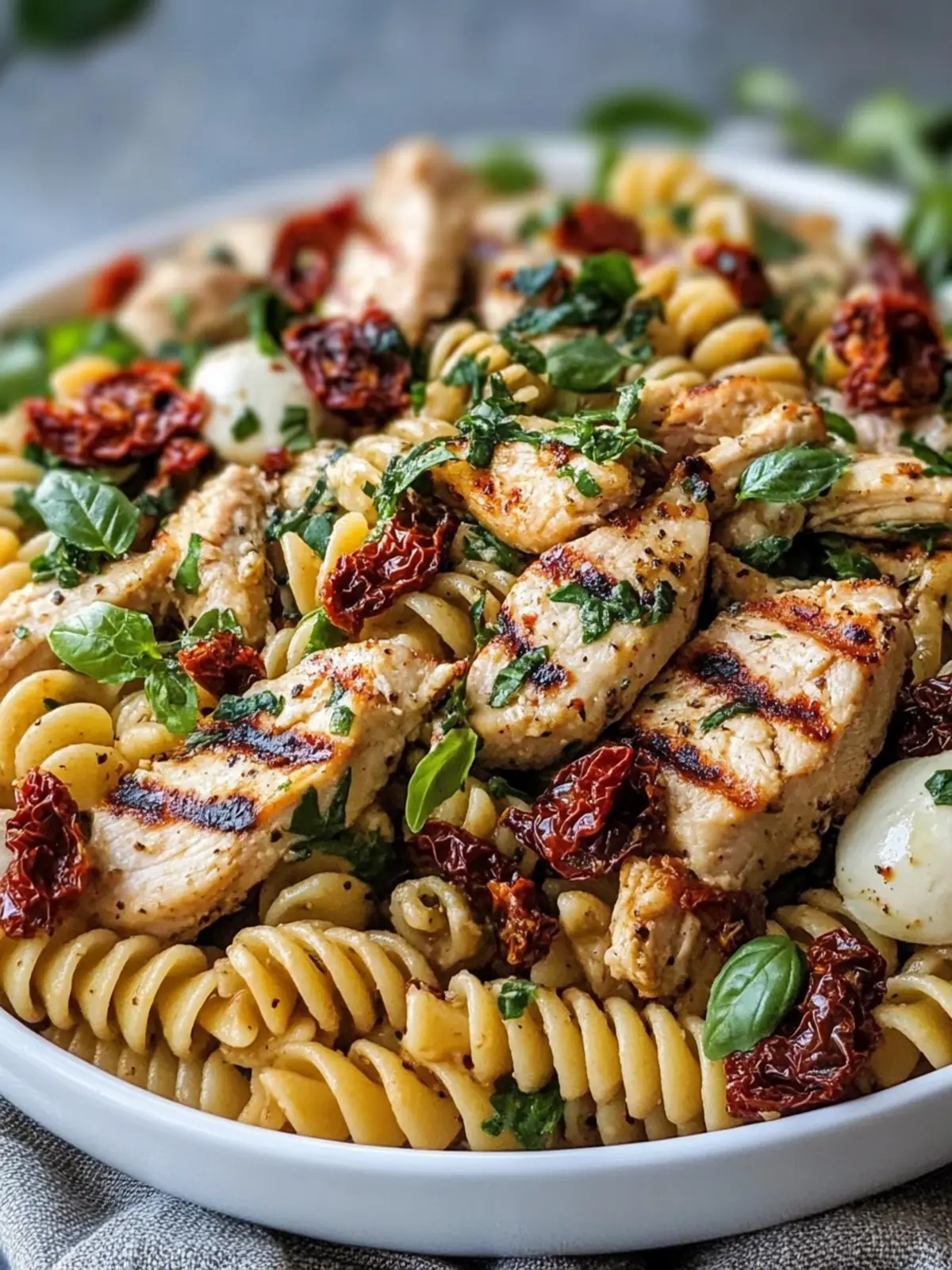 30-Minute Grilled Chicken Pasta Salad Recipe with Sun-Dried Tomatoes 2 30-Minute Grilled Chicken Pasta Salad Recipe with Sun-Dried Tomatoes
