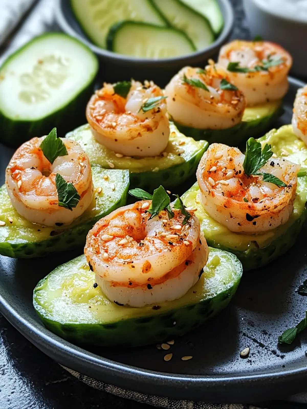 Shrimp Avocado Cucumber Boats