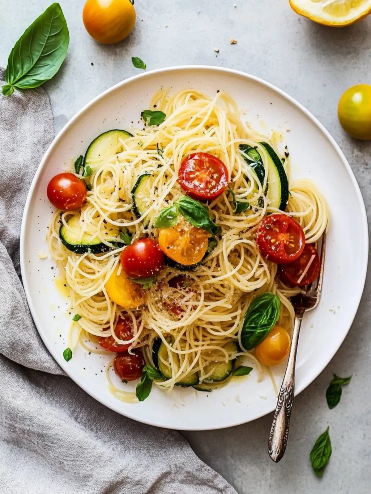 Angel Hair Pasta with Zucchini and Tomatoes