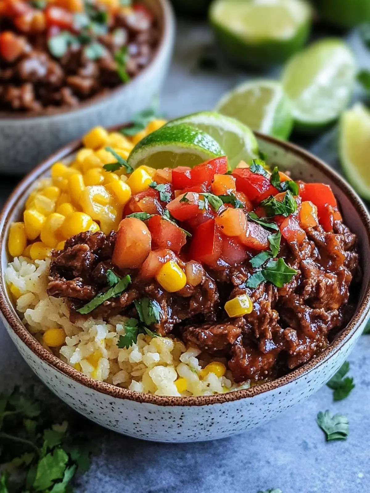 Summer Crockpot Honey Lime Beef Taco Bowls