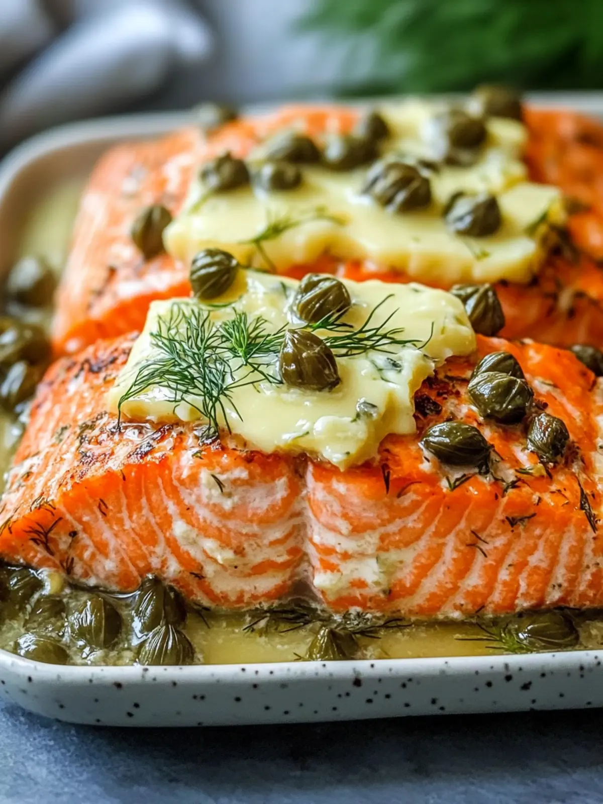 Tender Crockpot Salmon Recipe with Dill Butter and Capers