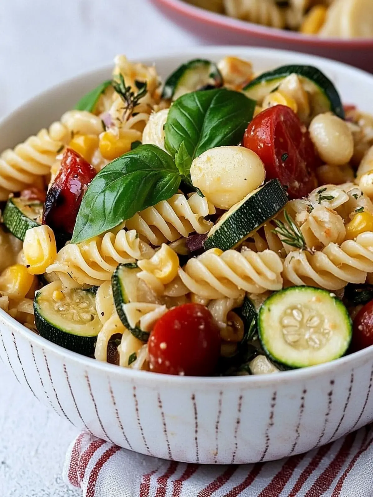 Warm Pasta Salad with Corn and Zucchini