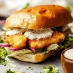 Crispy Cod Sandwich with Homemade Tartar Sauce Delight 6 Cod Sandwich with Homemade Tartar Sauce