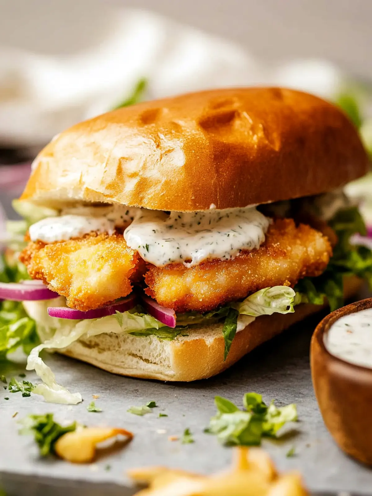 Cod Sandwich with Homemade Tartar Sauce