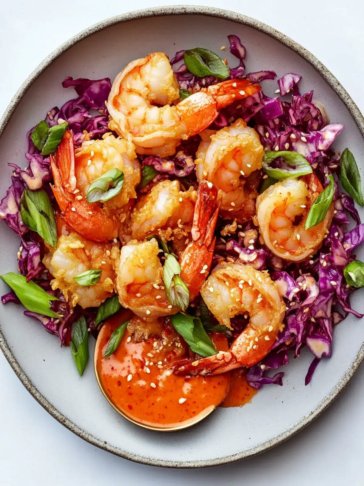 Crispy Pan-Fried Shrimp With Cabbage Slaw and Gochujang Mayo