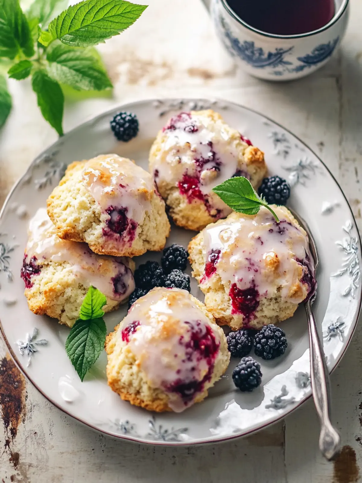 Mulberry Scones With Glaze