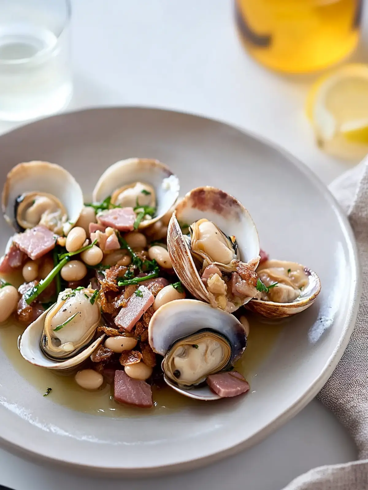 Clams With Crispy Ham and Butter Beans