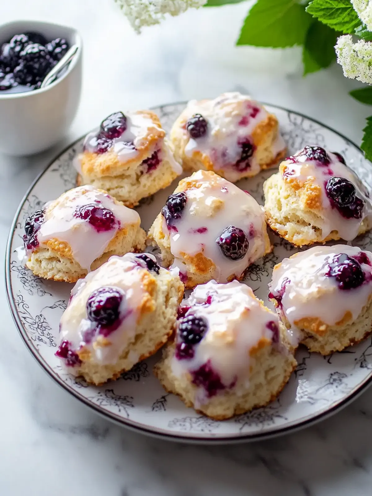 Mulberry Scones With Glaze