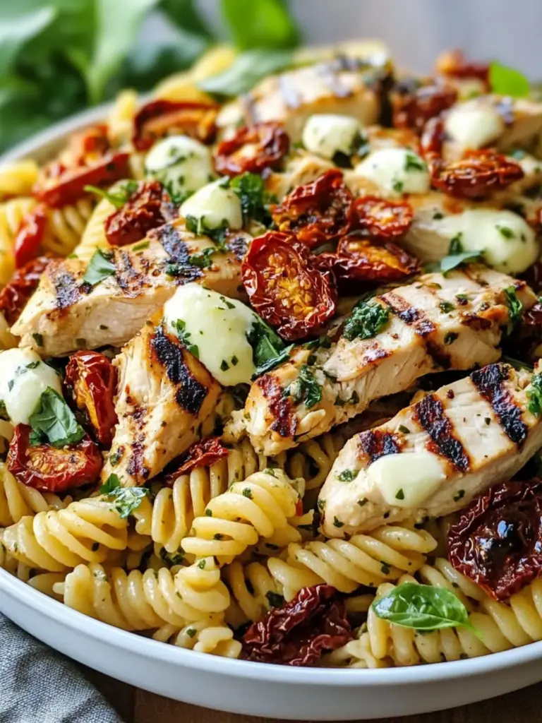 30-Minute Grilled Chicken Pasta Salad with Sun-Dried Tomatoes