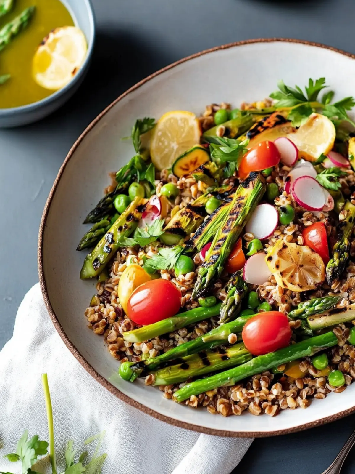 Farro Salad with Grilled Asparagus