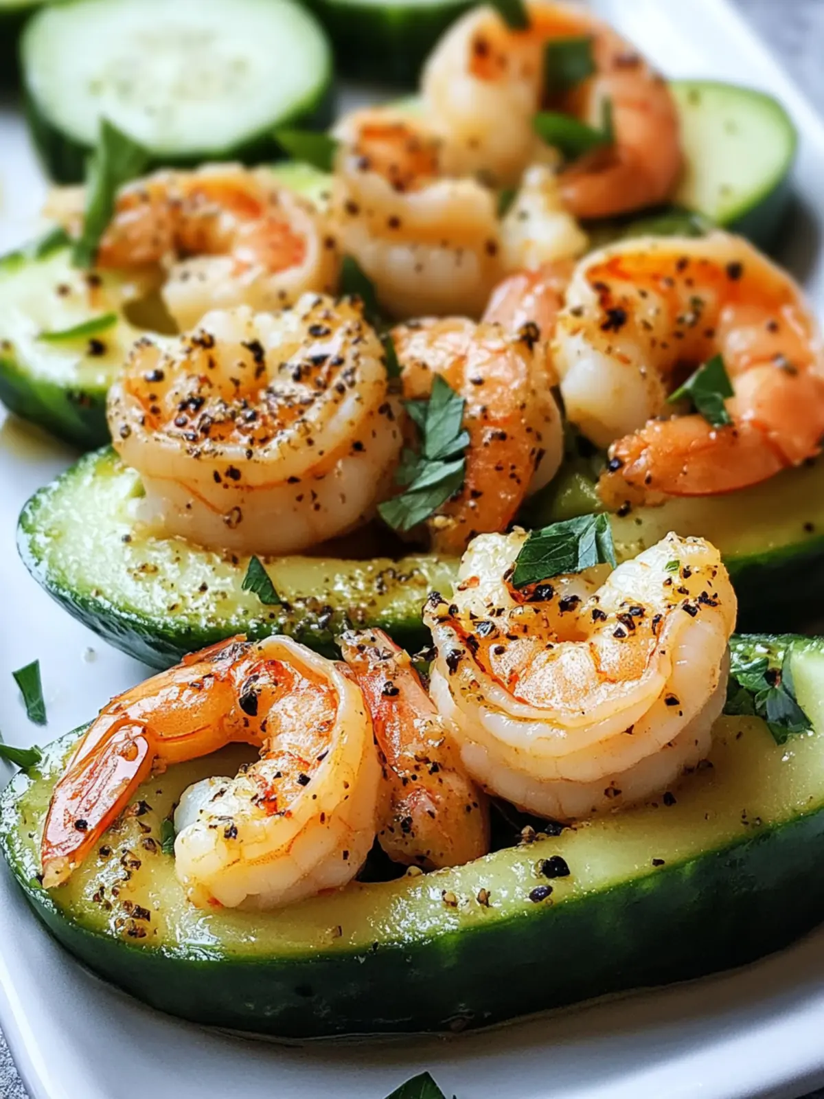 Shrimp Avocado Cucumber Boats